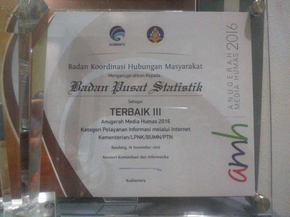 BPS-Statistics Indonesia Website, 3th Best Event Media Award 2016