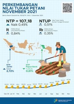 Farmers Terms Of Trade (FTT) In November 2021 Was 107.18 Or Up 0.49 Percent