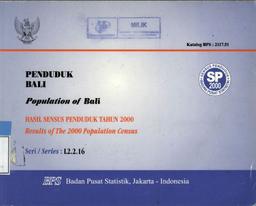 Population Of Bali Results Of The 2000 Population Census